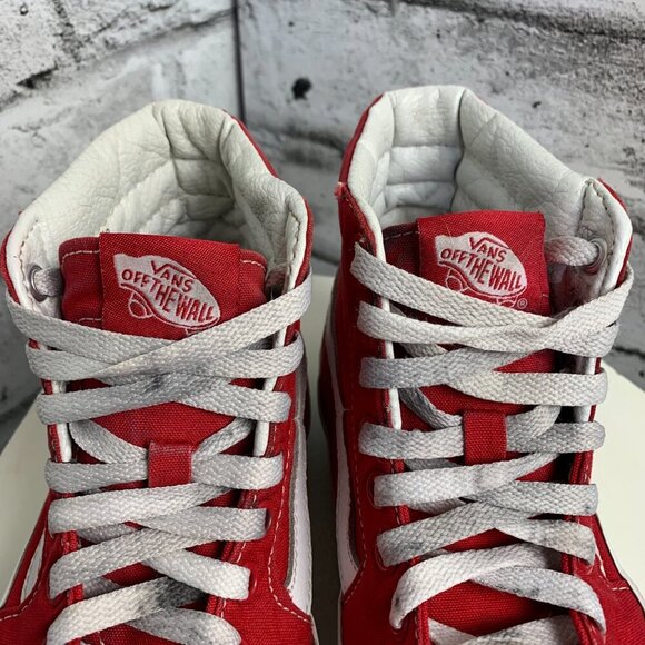 Vans Off The Wall Skateboard Shoe Red Canvas High Top Casual Sneaker - Picture 4 of 8